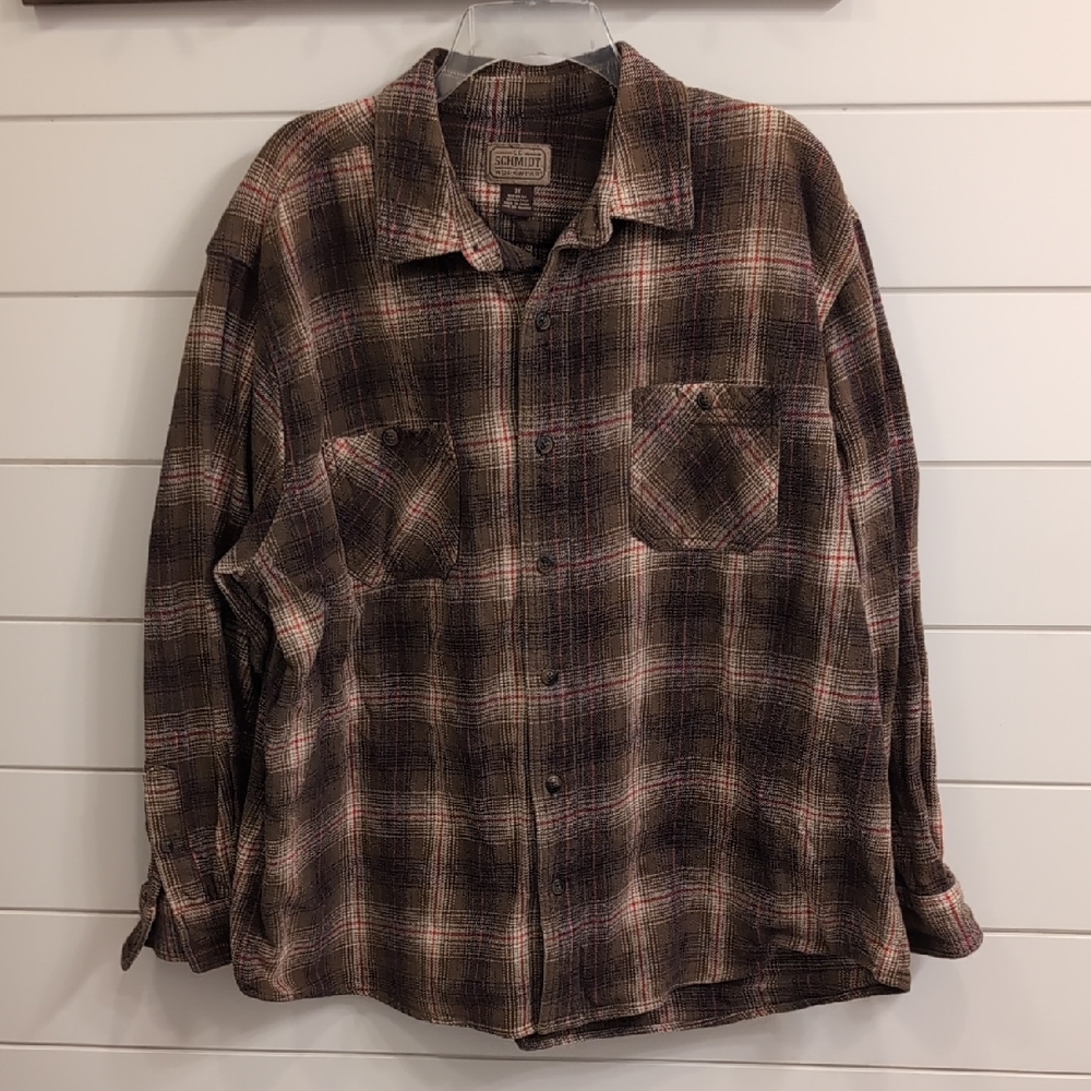 Olive Green Plaid Button-Up Shirt
